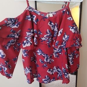 Cold shoulder floral blouse